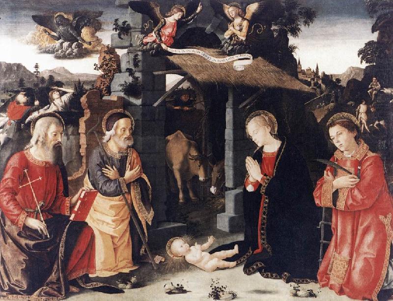 Nativity with Sts Lawrence and Andrew  kkk, ANTONIAZZO ROMANO